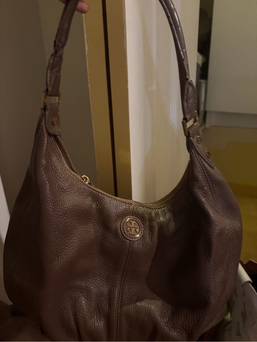 Tory Burch Chocolate Brown Pebbled Leather Hobo